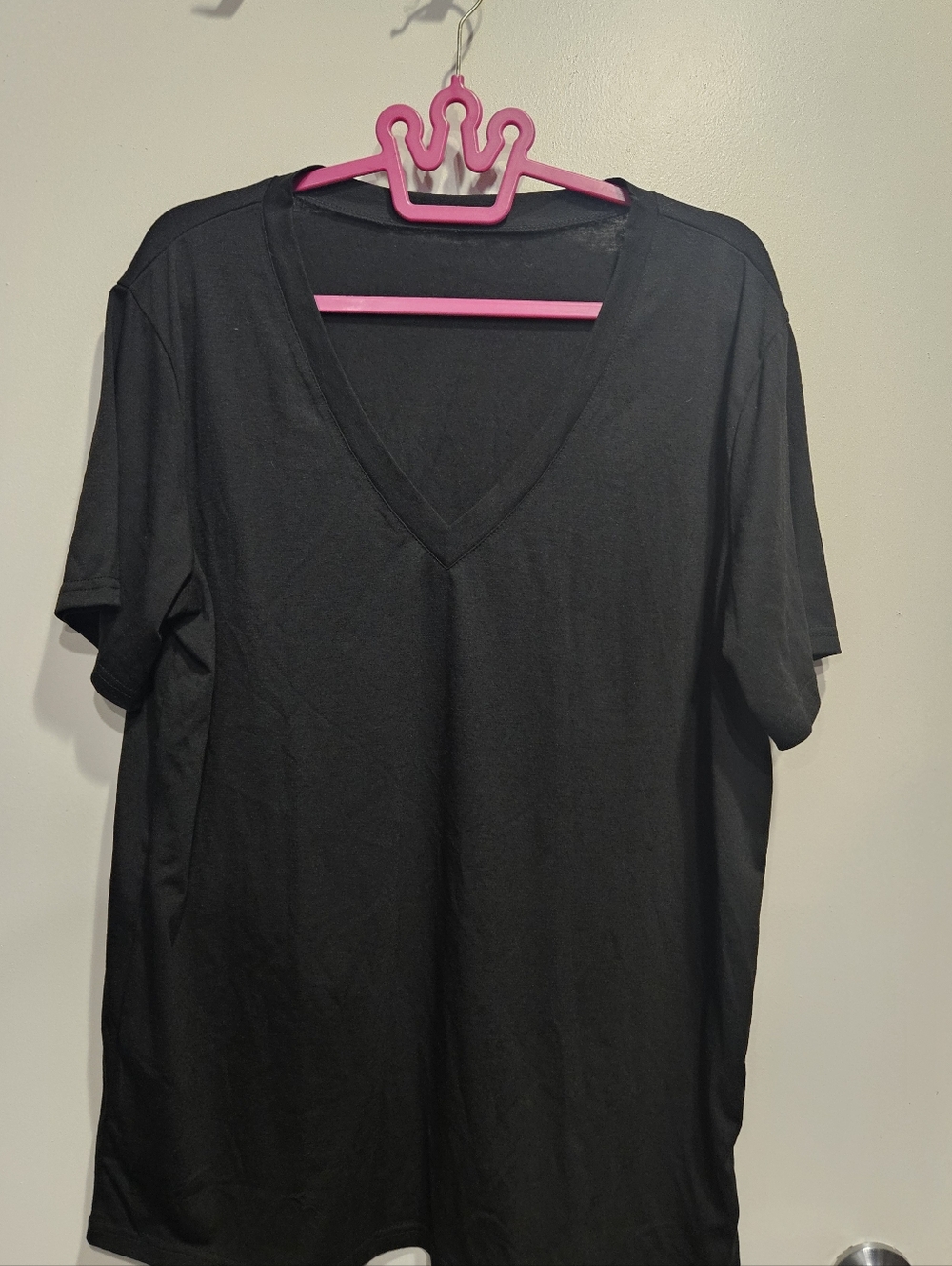 OUKU Classic Men's Black V-Neck T-Shirt Large